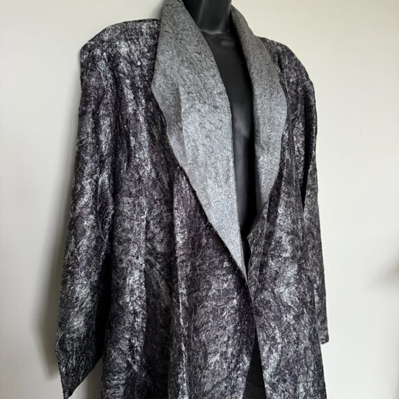 Coldwater Creek Womens Pewter Crinkle Jacket Plus Size 2X Open Blazer Stretchy - Picture 2 of 7